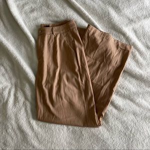 Camel High Waisted Wide Leg Trousers